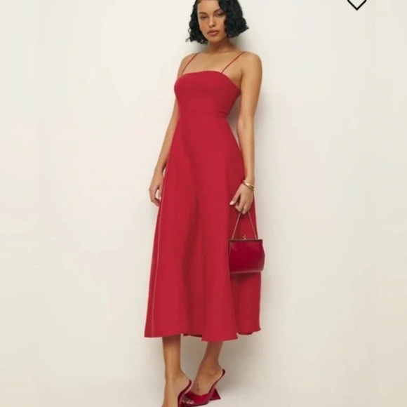 Reformation Dresses & Skirts - Reformation Monette Dress Red Lipstick Midi Spaghetti Strap Size 6